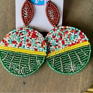 Handmade Football Seedbead Dangle earrings